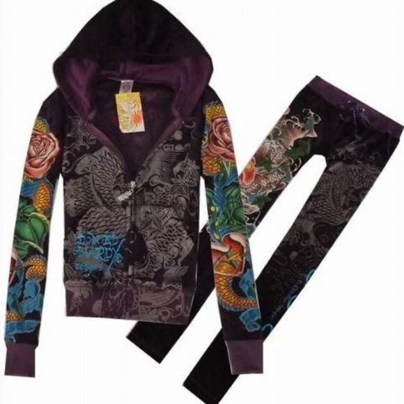ISO VINTAGE ED HARDY TRACKSUIT Size top XL bottoms M, L 🐍❤️💀 - Picture 8 of 9
